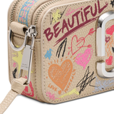 close up of white bags, showing texture of the cow leather fabric