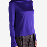 Purple Shirt worn by a person, showing the Shirt  fit