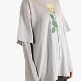 Grey T-shirt worn by a person, showing the T-shirt's fit