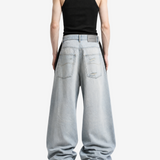 Blue pants, full body view