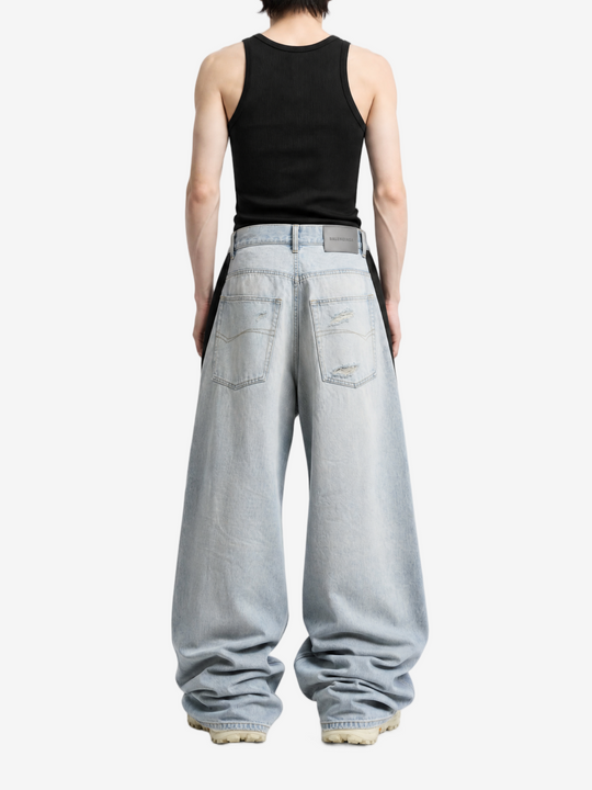 Blue pants, full body view