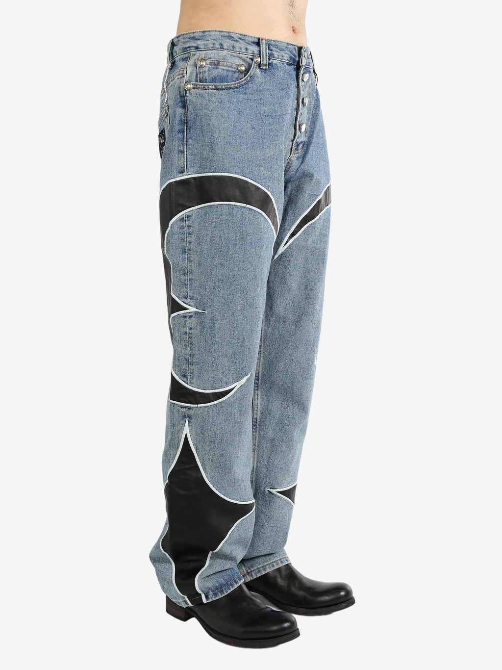 THUG CLUB - Men TC Leather Washing Denim Pants