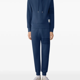 navy pants, full body view