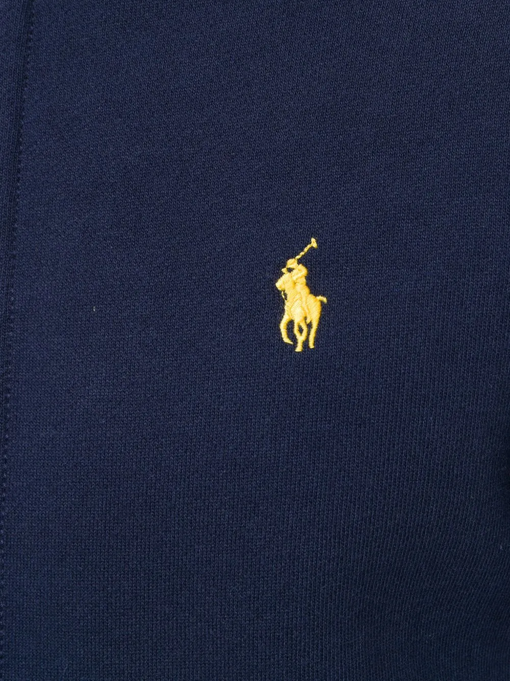 Close up of Blue hoodie, showing texture of the 84% cotton/ 16% polyester fabric