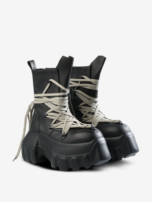 RICK OWENS - Women Stivali In Pelle Megalaced Mega Tractor Boots