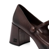 Brown heels, side view