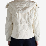White jacket worn by a person, showing the jacket's fit