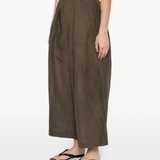 Brown pants worn by a person, showing the pants's fit