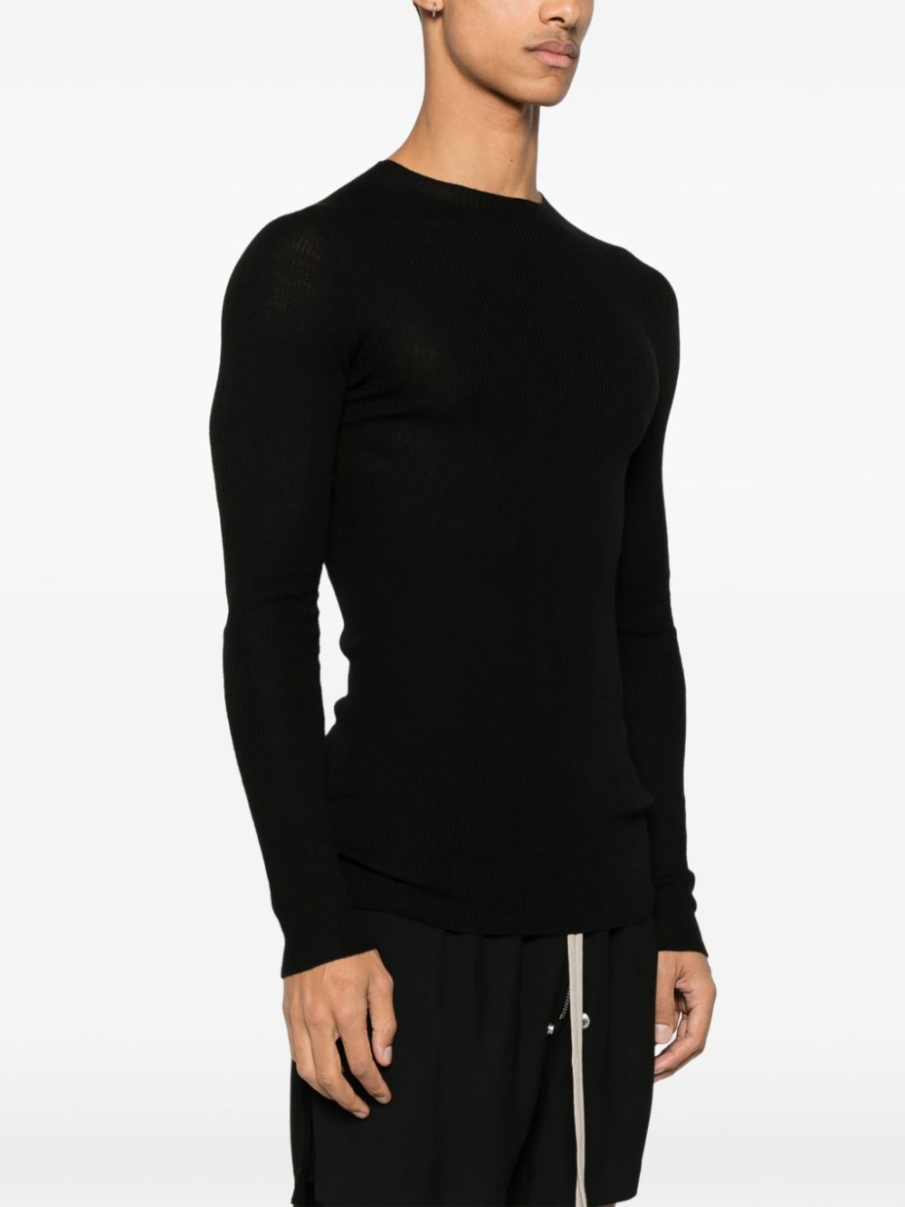 RICK OWENS - Men Ribbed Round Neck Sweater