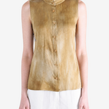 Tan top worn by a person, showing the top fit