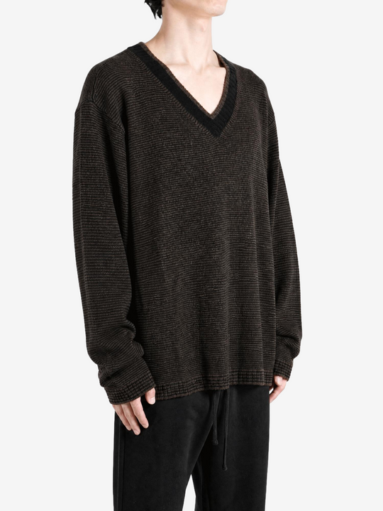 Brown knitwear, full body view