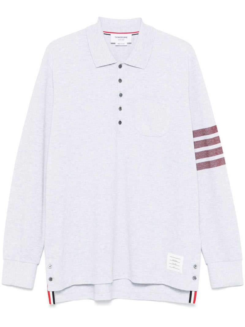 THOM BROWNE - Men Long Sleeve Polo With Knit Chest Pocket