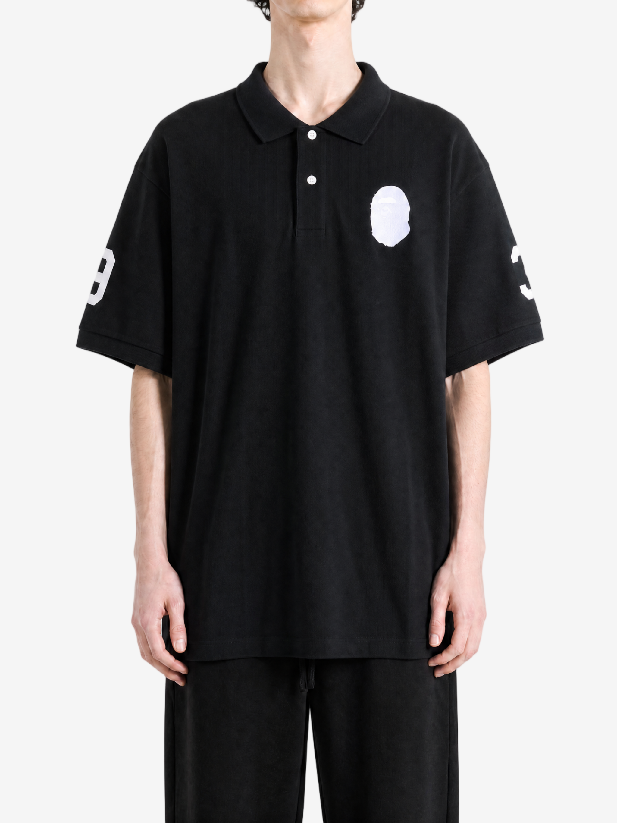 Black t-shirt, full body view