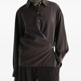Brown shirt, full body view