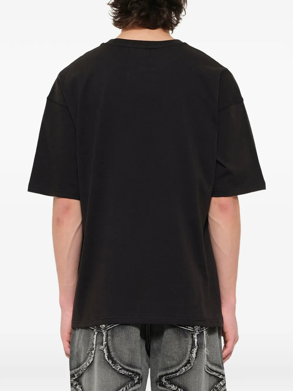Black t-shirt, full body view
