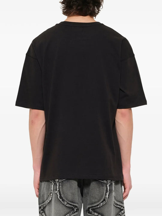 Black t-shirt, full body view