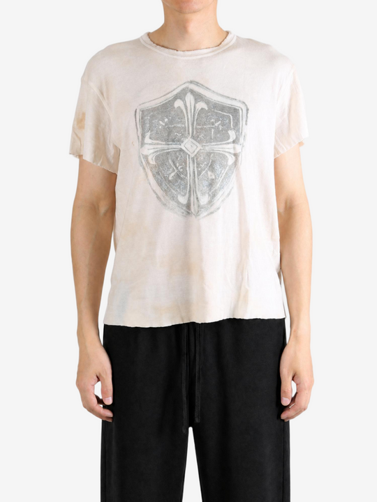 Tan t-shirt, full body view