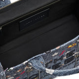 Close up of blue bags, showing texture of the cotton fabric