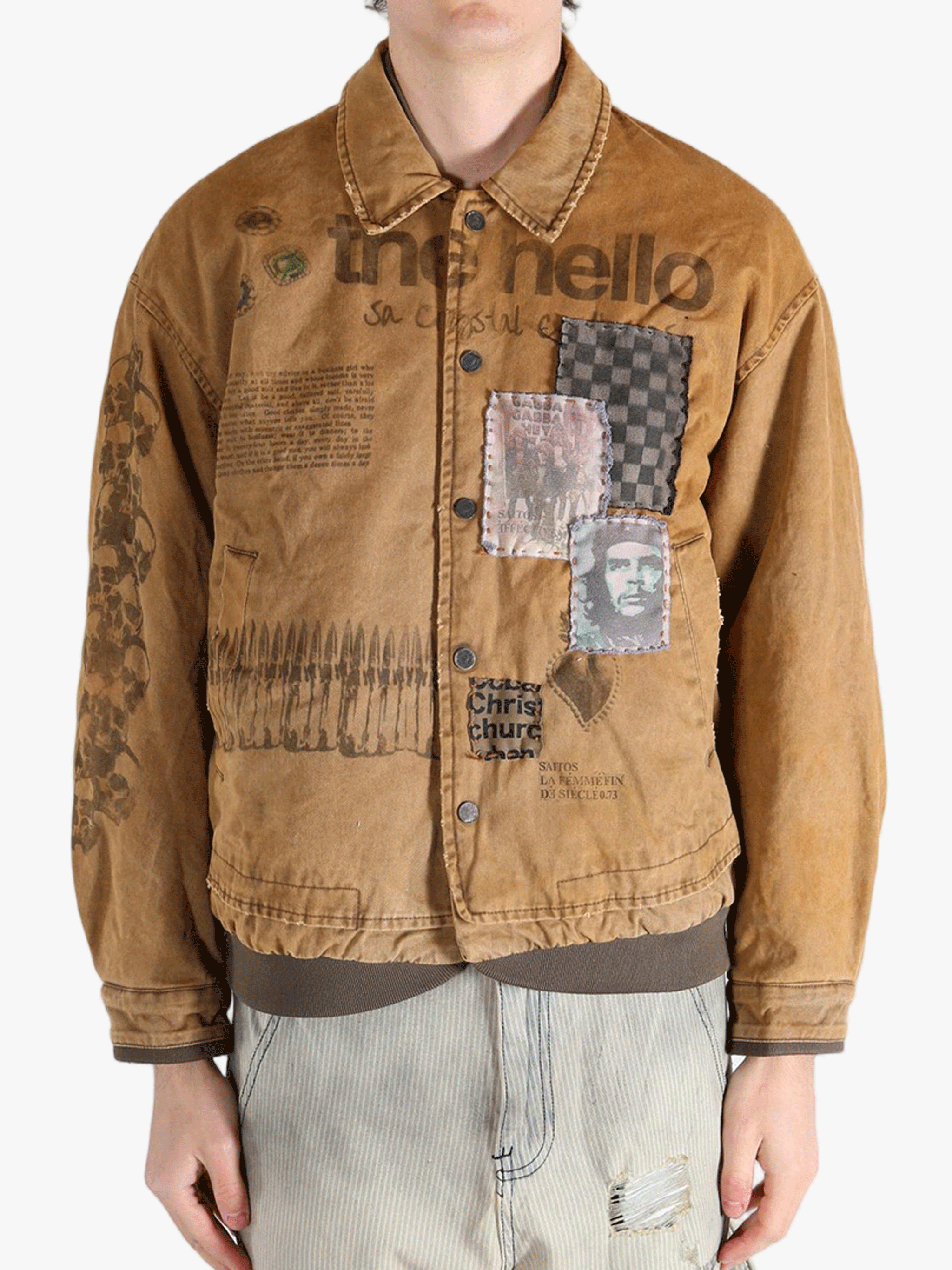 Brown jacket worn by a person, showing the jacket's fit