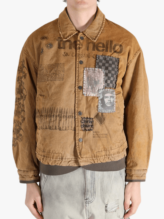 Brown jacket worn by a person, showing the jacket's fit