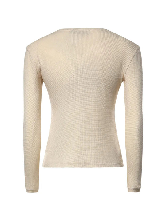Tan t-shirt, back view