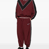 Burgundy jacket, full body view