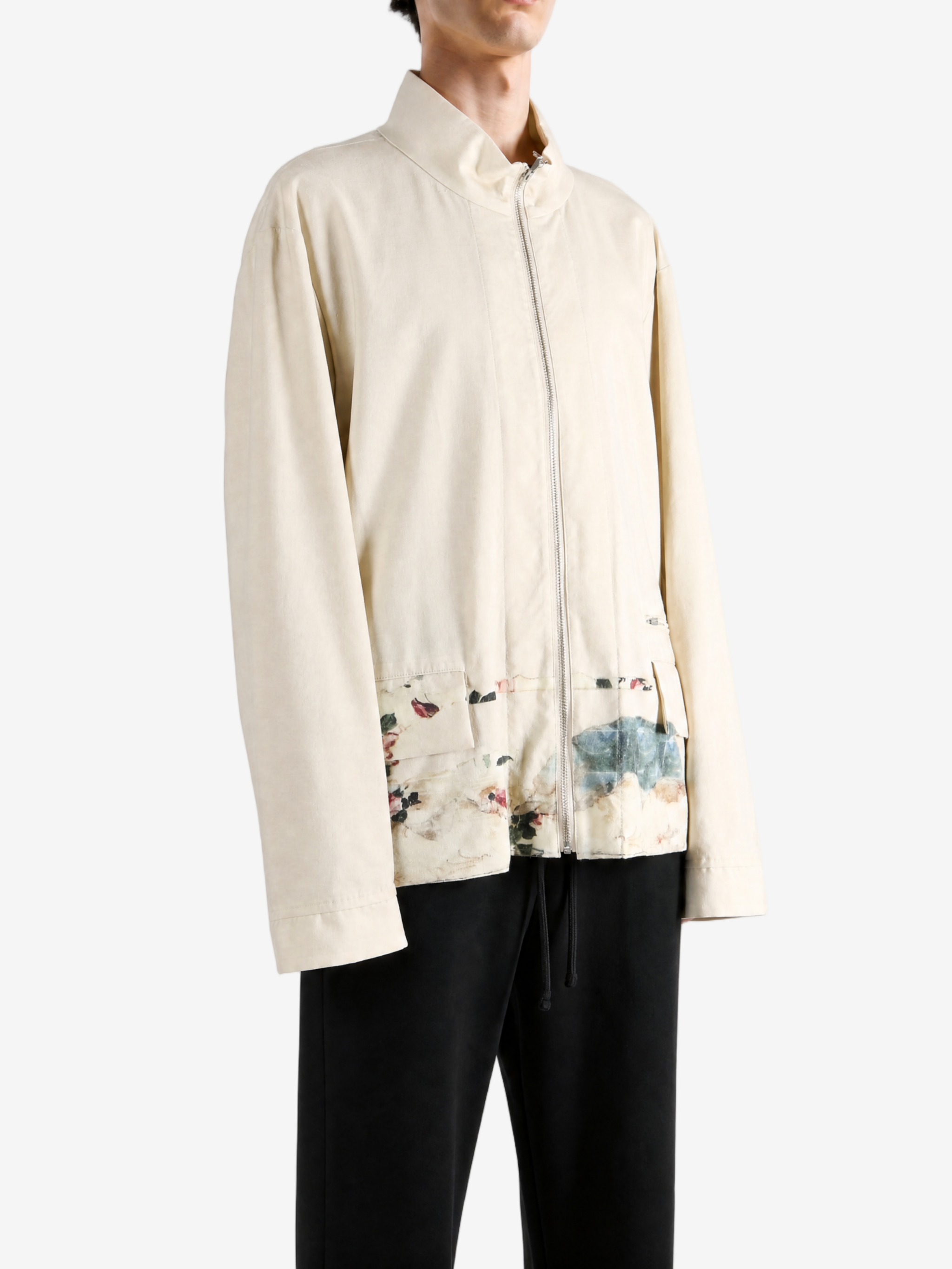 Tan jacket, full body view