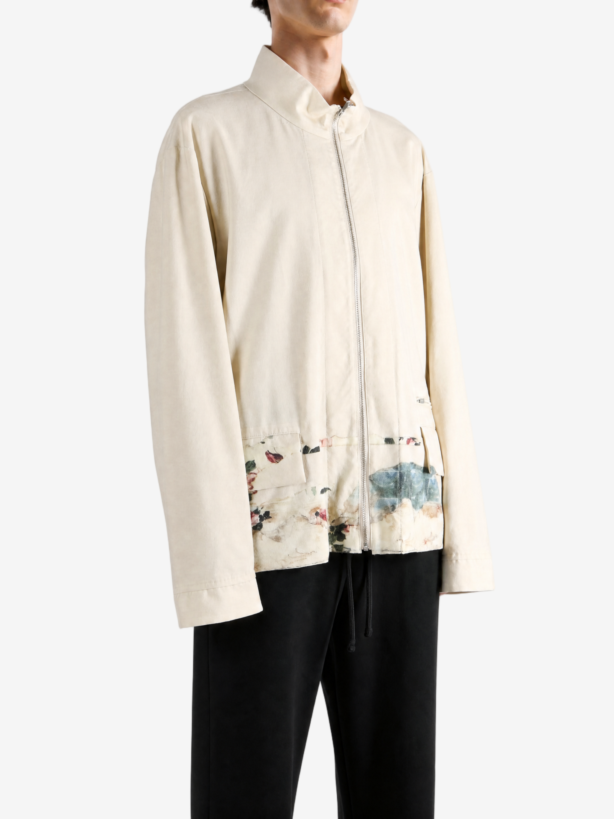 Tan jacket, full body view