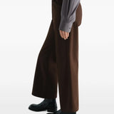 Brown pants worn by a person, showing the pants fit