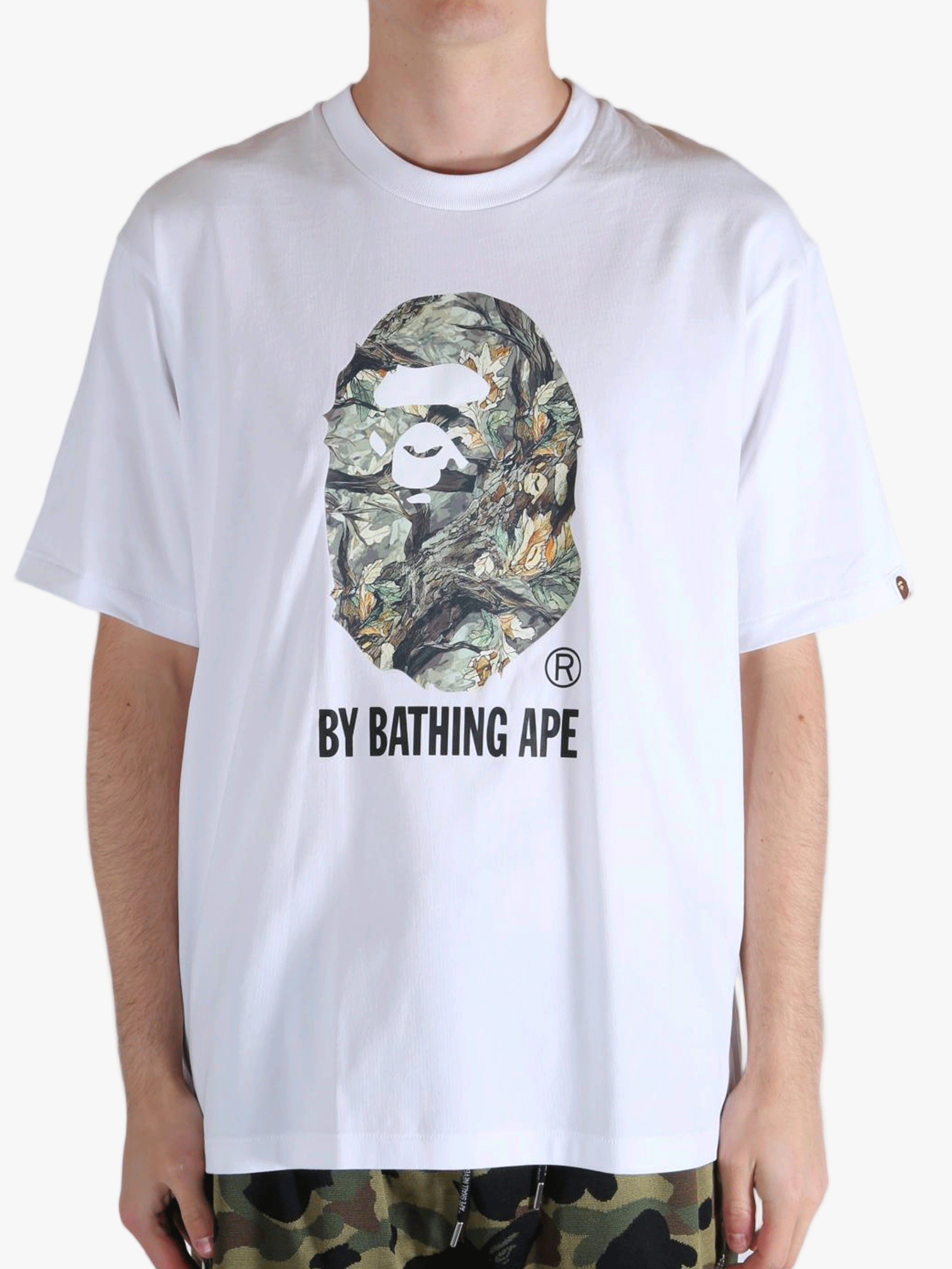 White t-shirt worn by a person, showing the t-shirt's fit