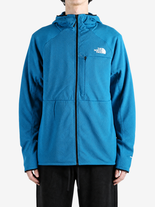 Blue hoodie, front view