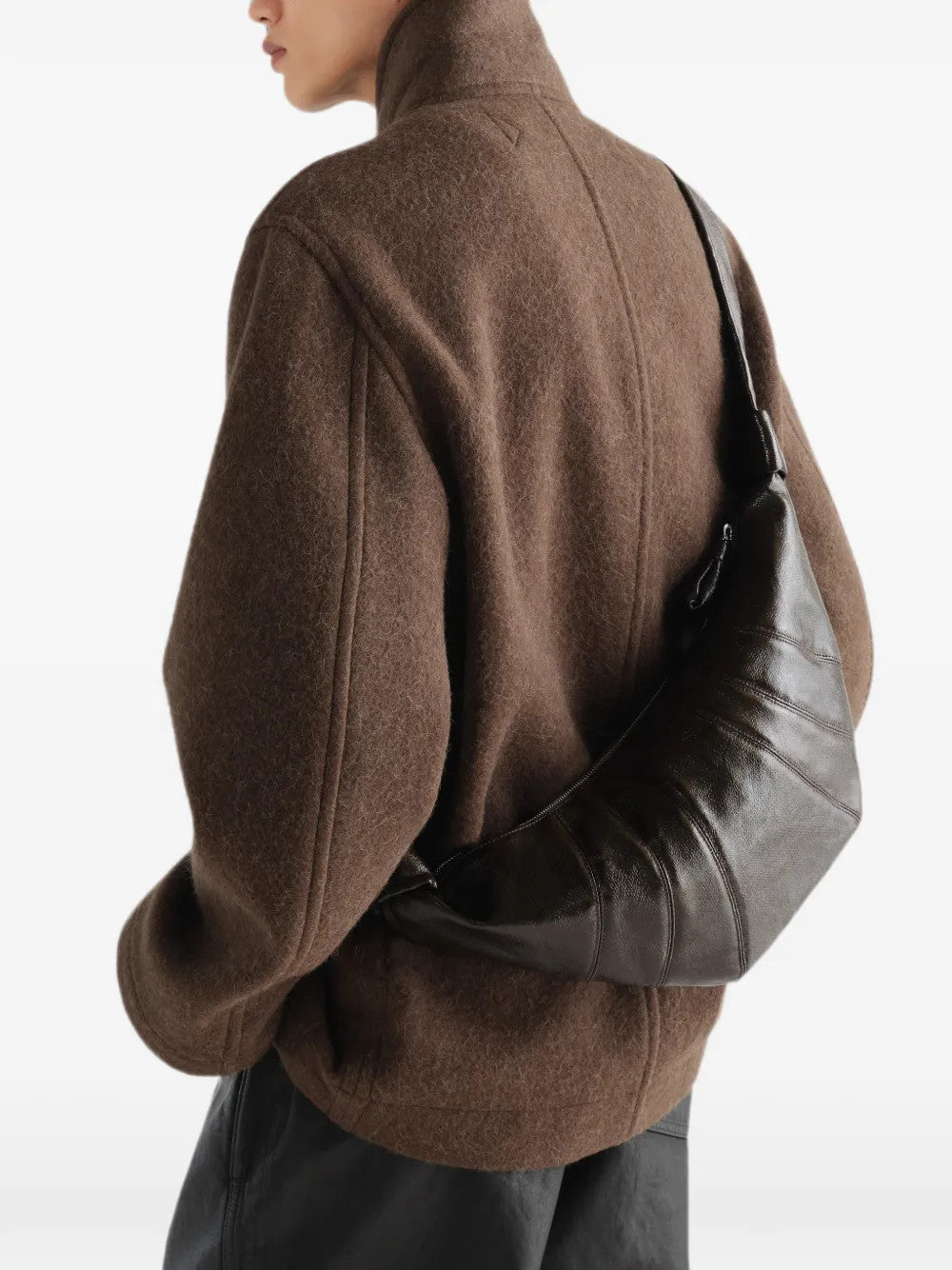 Brown bag worn by a person, showing the bag fit