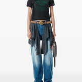 Black t-shirt, full body view