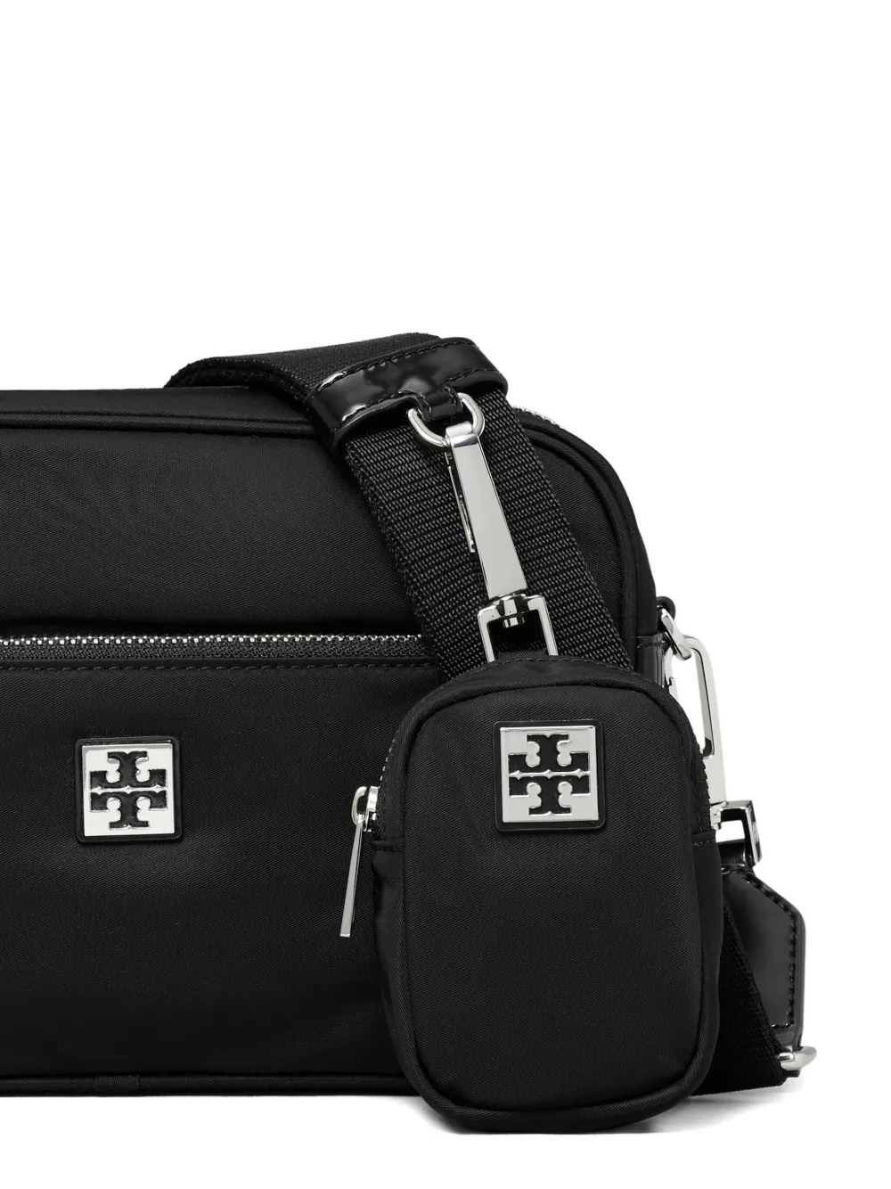 Close up of black bag, showing the detail of the fabric