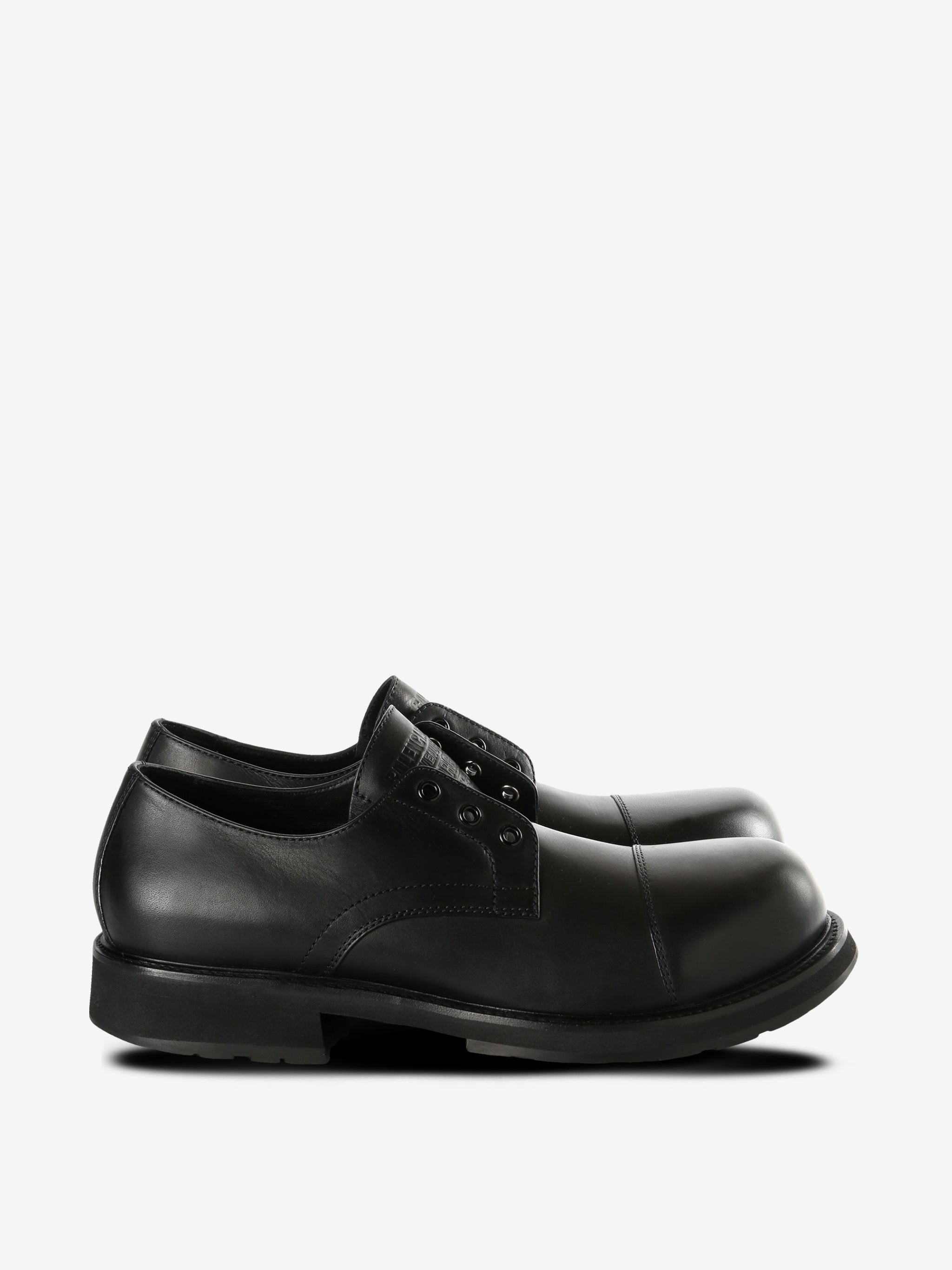 Black derbys, front view