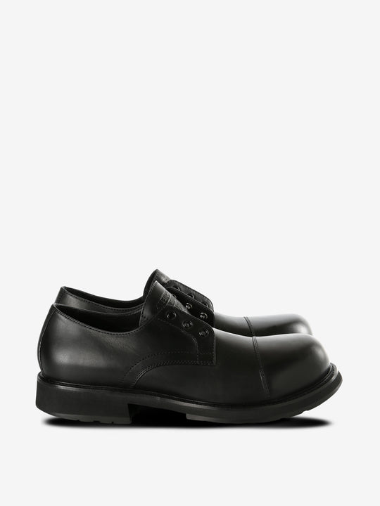 Black derbys, front view