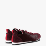 Burgundy shoes, back view