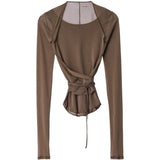Brown top, back view