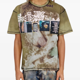 green t-shirts worn by a person, showing the tops fit