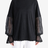 ANN DEMEULEMEESTER - Women Loes Boxy Fit Silkchiffon Lace Sleeves T-Shirt