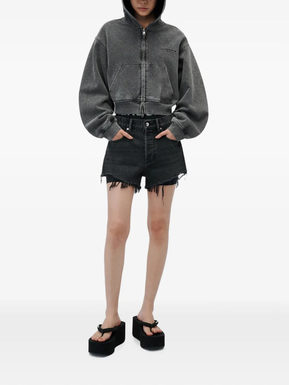 Grey hoodie, full body view