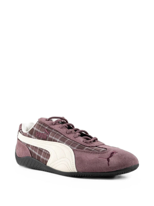Burgundy shoes, front view