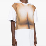White t-shirt, full body view