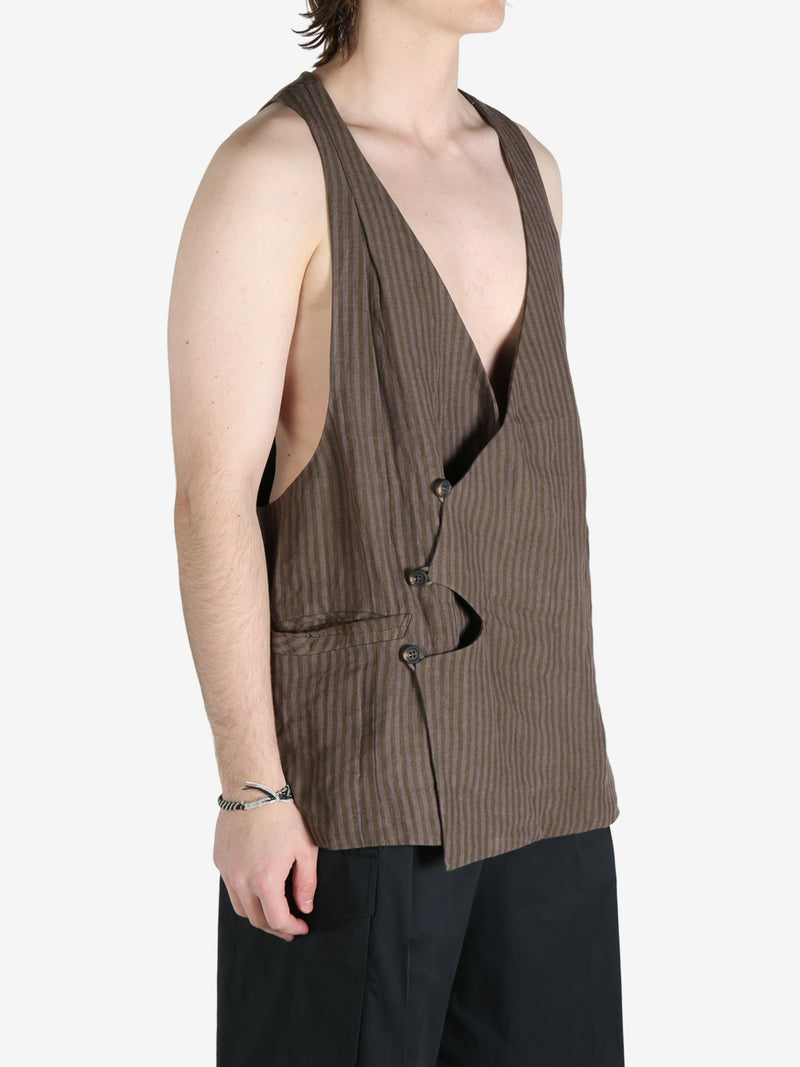 ZIGGY CHEN - Men Asymmetric Oversized Waistcoat