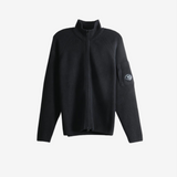 C.P. COMPANY - Men Waffle Knit Cotton Zip Lens Cardigan