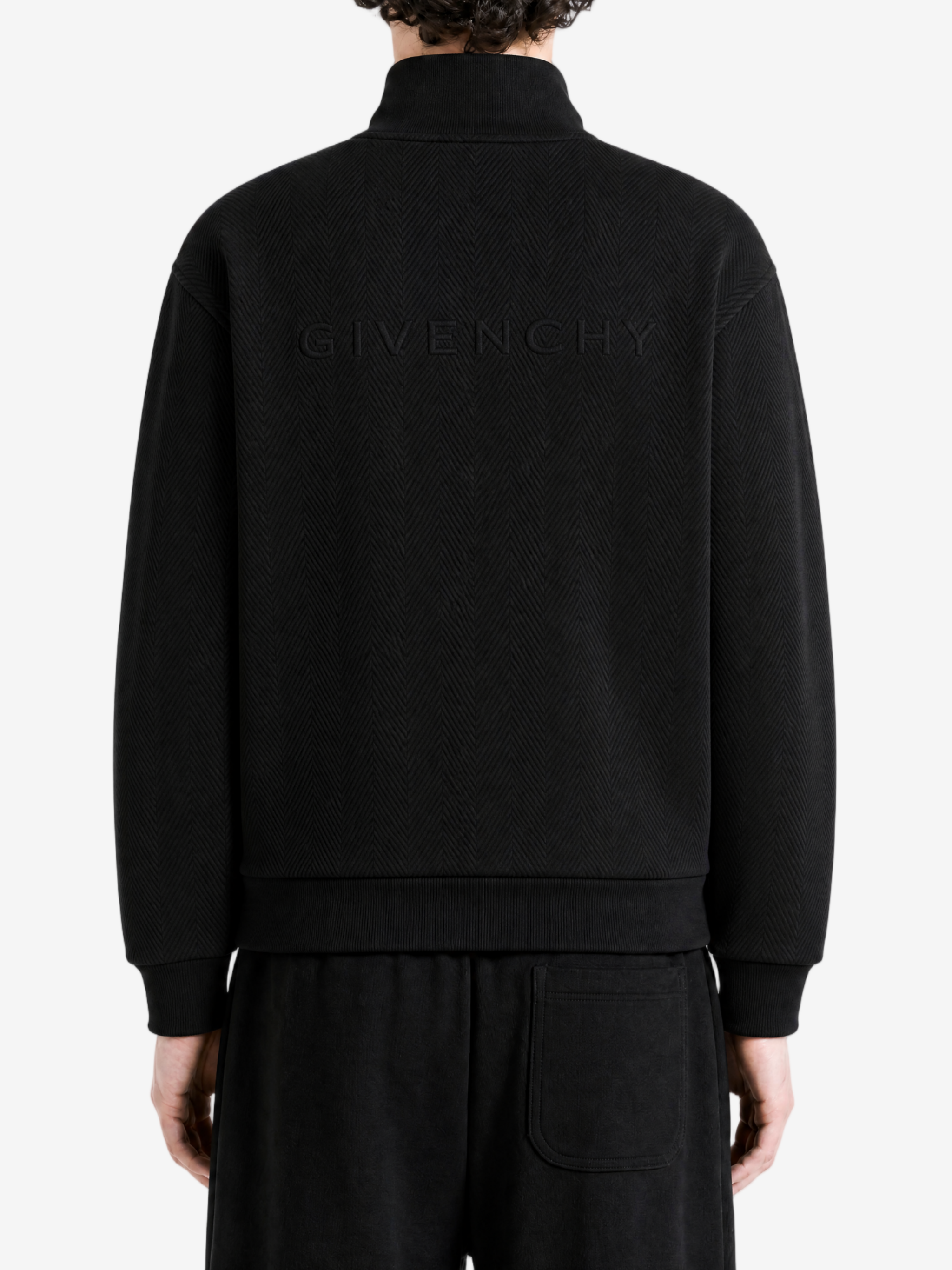 Black hoodie, full body view