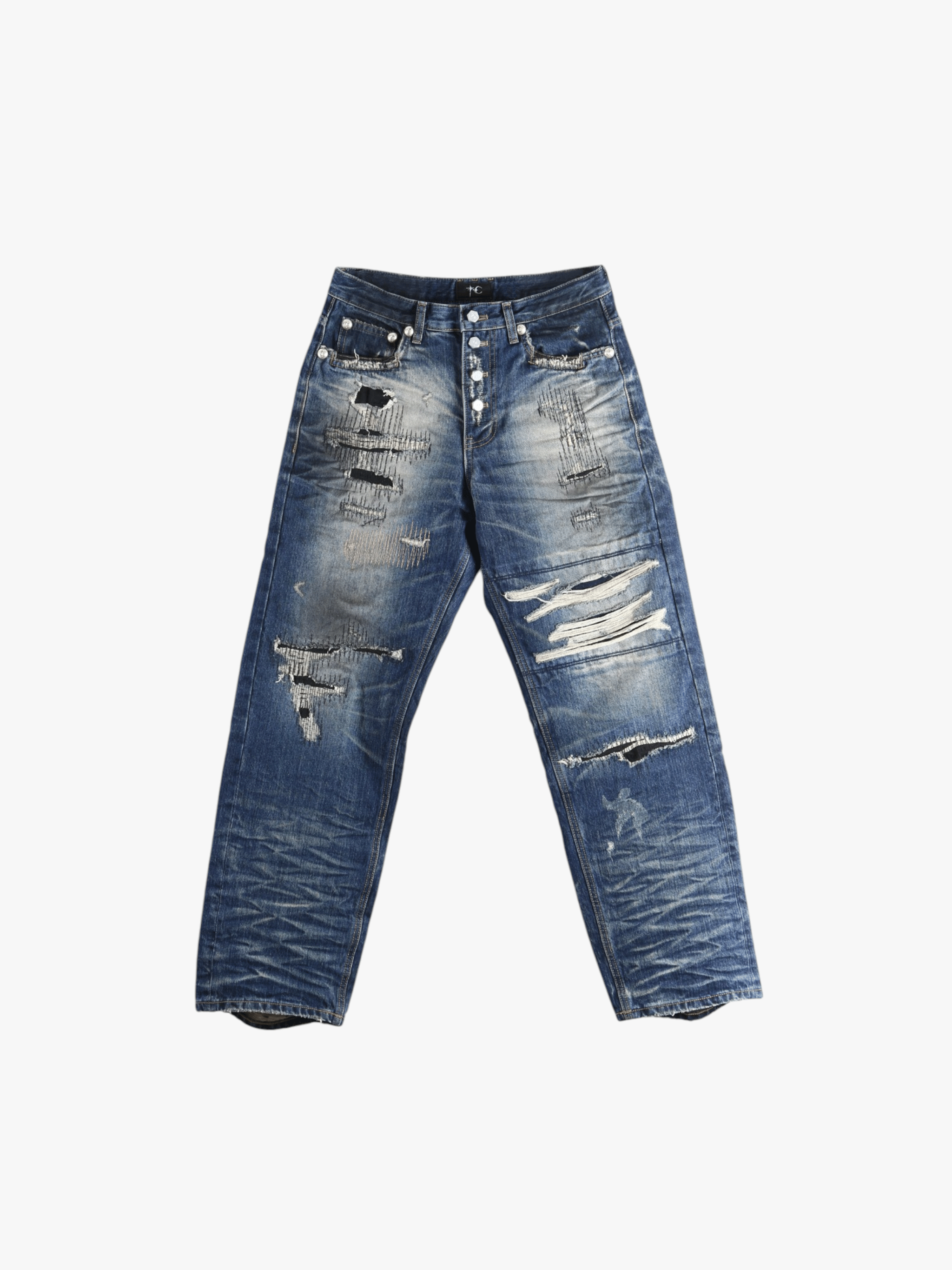 Blue pants, front view