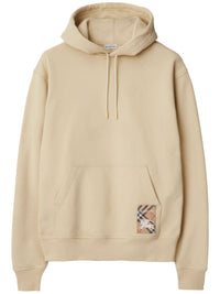 BURBERRY - Men Check Label Cotton Hoodie