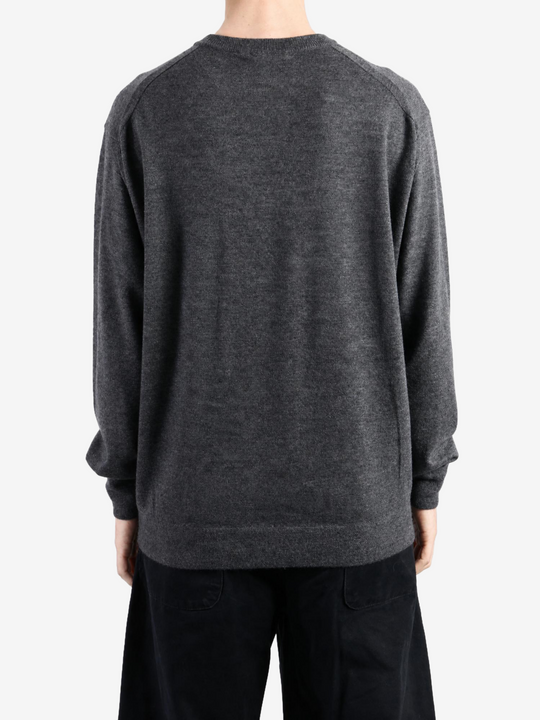 Grey knitwear, full body view
