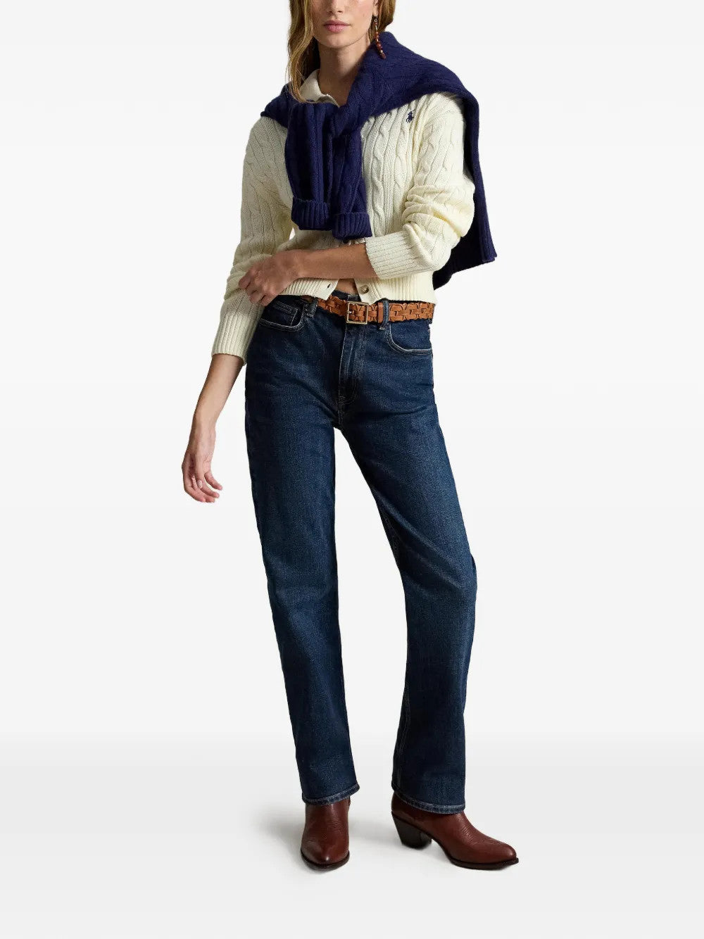 Tan knitwear, full body view